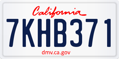 CA license plate 7KHB371
