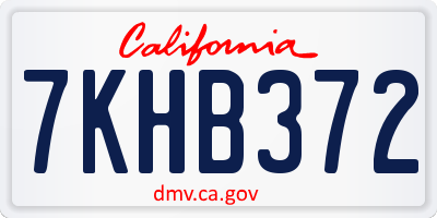 CA license plate 7KHB372