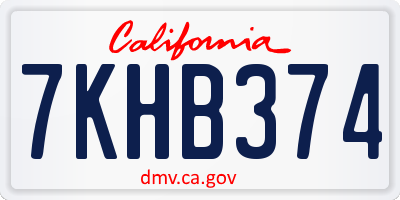 CA license plate 7KHB374