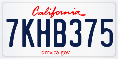 CA license plate 7KHB375