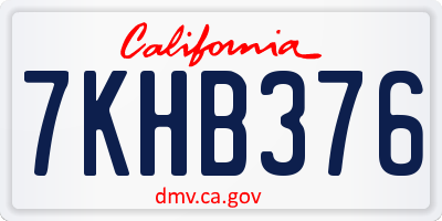 CA license plate 7KHB376