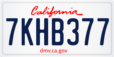 CA license plate 7KHB377