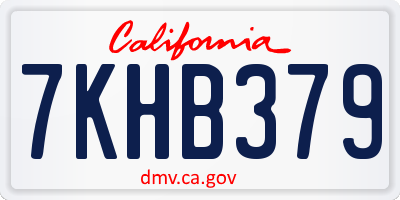CA license plate 7KHB379