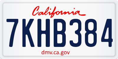 CA license plate 7KHB384
