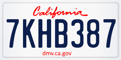 CA license plate 7KHB387