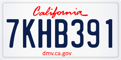 CA license plate 7KHB391
