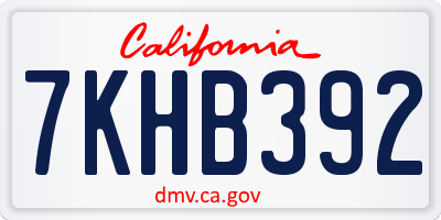 CA license plate 7KHB392