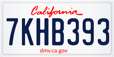 CA license plate 7KHB393