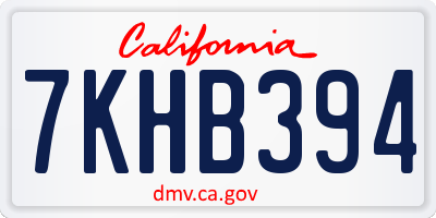 CA license plate 7KHB394