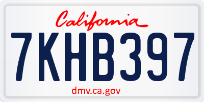 CA license plate 7KHB397