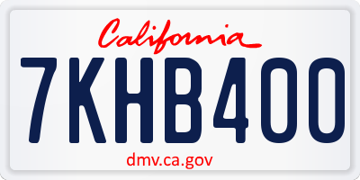 CA license plate 7KHB400
