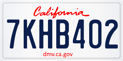 CA license plate 7KHB402