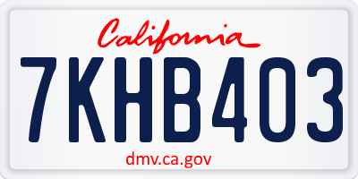 CA license plate 7KHB403