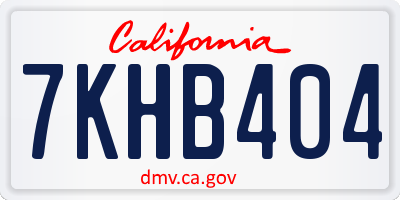 CA license plate 7KHB404