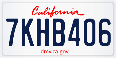 CA license plate 7KHB406
