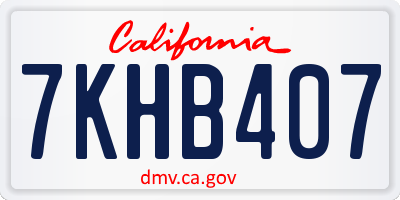 CA license plate 7KHB407