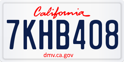 CA license plate 7KHB408