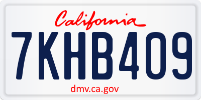 CA license plate 7KHB409