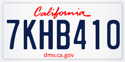 CA license plate 7KHB410