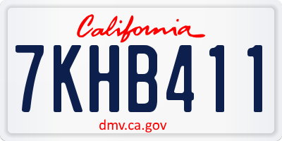 CA license plate 7KHB411