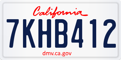 CA license plate 7KHB412