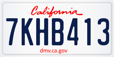 CA license plate 7KHB413