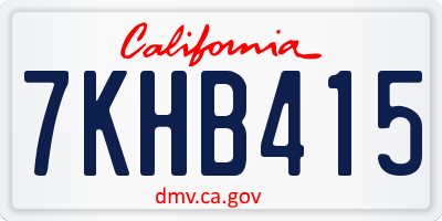 CA license plate 7KHB415