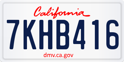 CA license plate 7KHB416