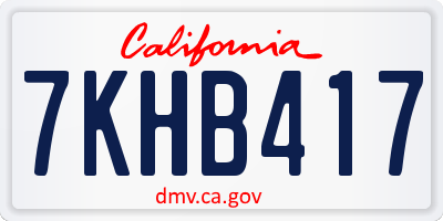 CA license plate 7KHB417