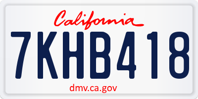 CA license plate 7KHB418
