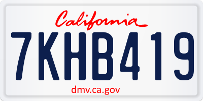 CA license plate 7KHB419