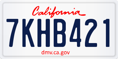 CA license plate 7KHB421
