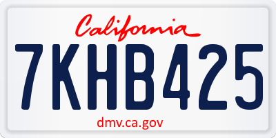 CA license plate 7KHB425