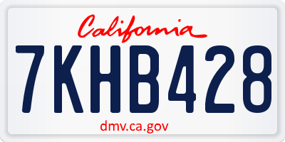 CA license plate 7KHB428