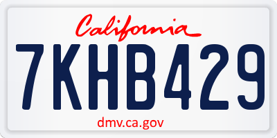 CA license plate 7KHB429