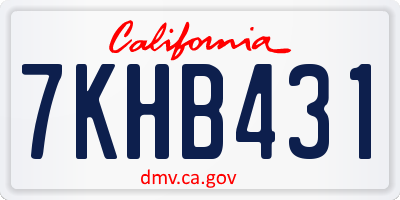 CA license plate 7KHB431