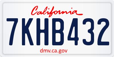 CA license plate 7KHB432