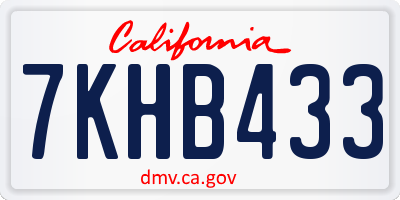 CA license plate 7KHB433