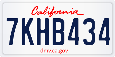 CA license plate 7KHB434