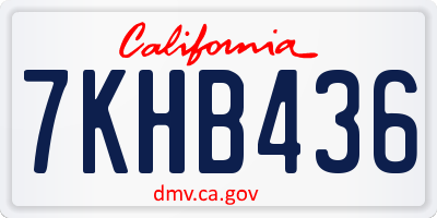 CA license plate 7KHB436