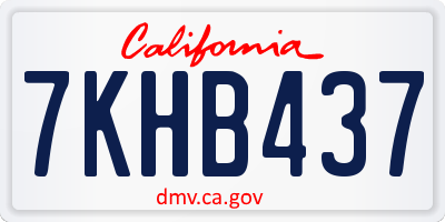 CA license plate 7KHB437