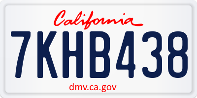 CA license plate 7KHB438