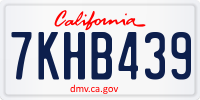 CA license plate 7KHB439