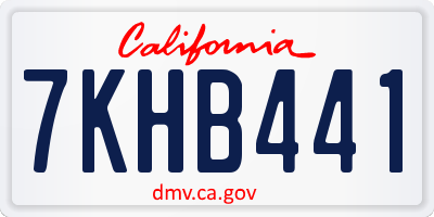 CA license plate 7KHB441
