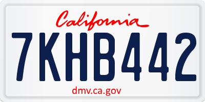 CA license plate 7KHB442