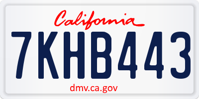 CA license plate 7KHB443