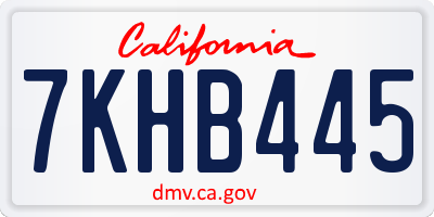 CA license plate 7KHB445