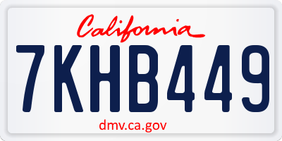 CA license plate 7KHB449