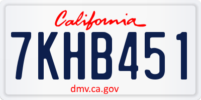 CA license plate 7KHB451