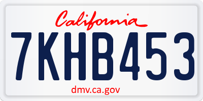 CA license plate 7KHB453